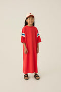 Vestido Rojo Bandas Bicolor