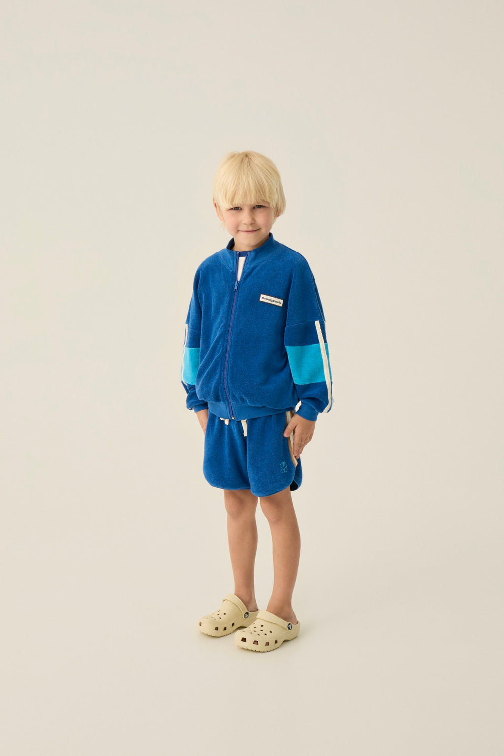 Blue Color Block Zipped Sweatshirt