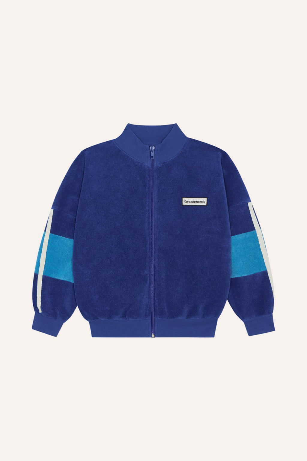 Blue Color Block Zipped Sweatshirt