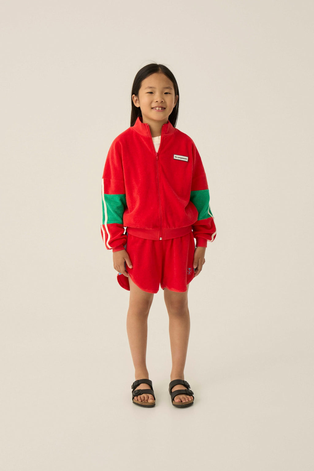Sudadera con Cremallera Color Block Roja