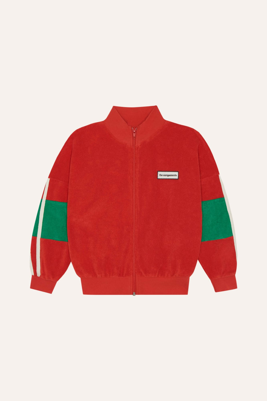 Sudadera con Cremallera Color Block Roja