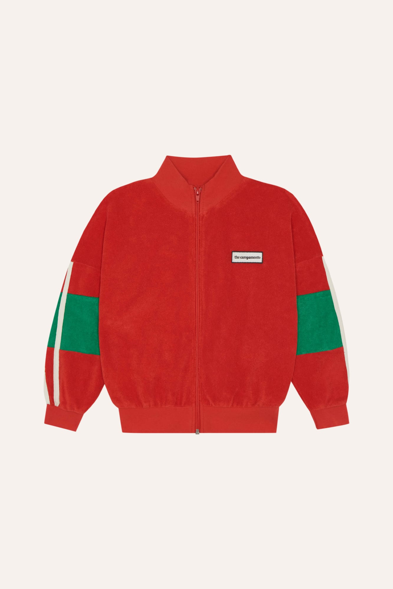 Sudadera con Cremallera Color Block Roja