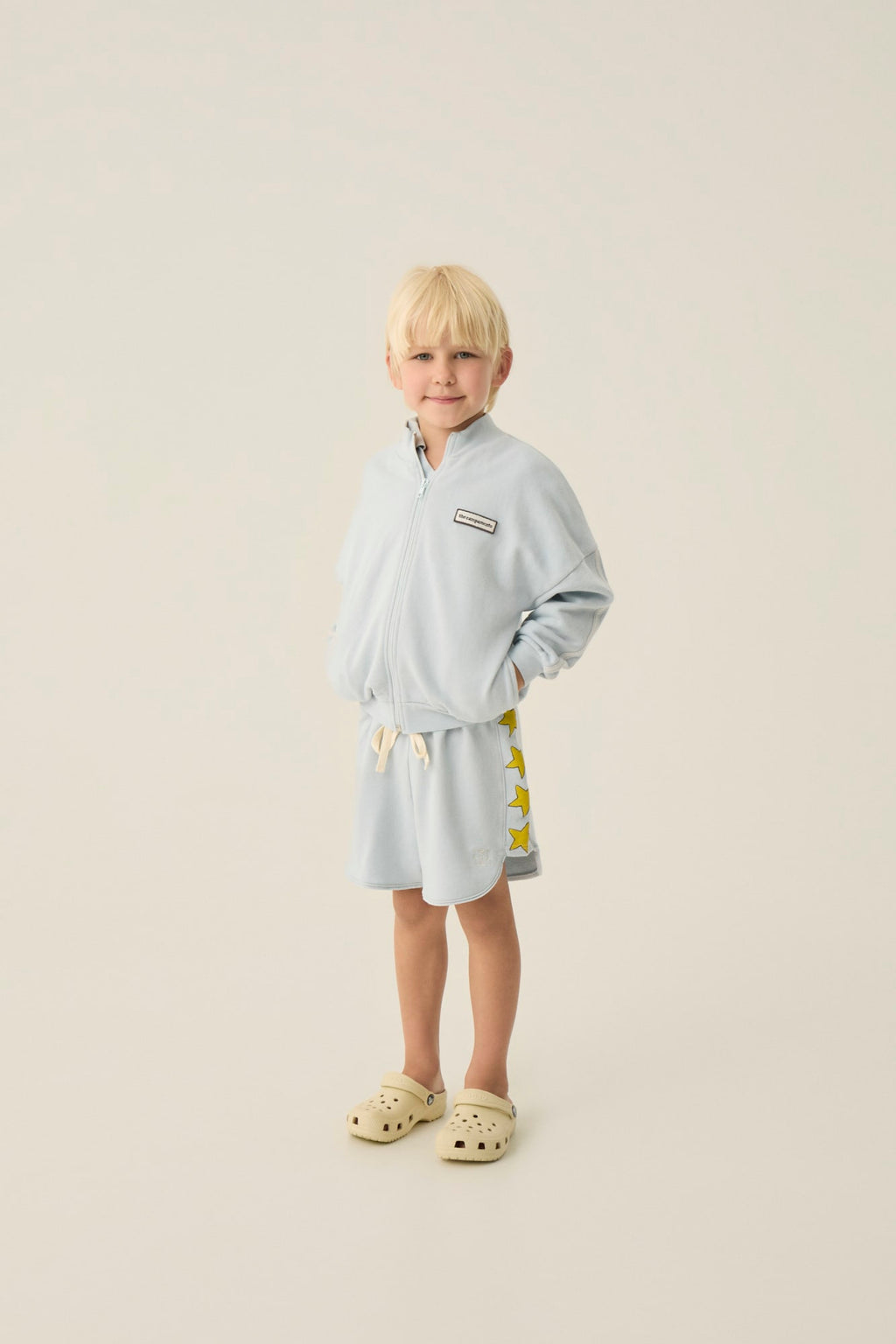 Sudadera con Cremallera Azul Lavada