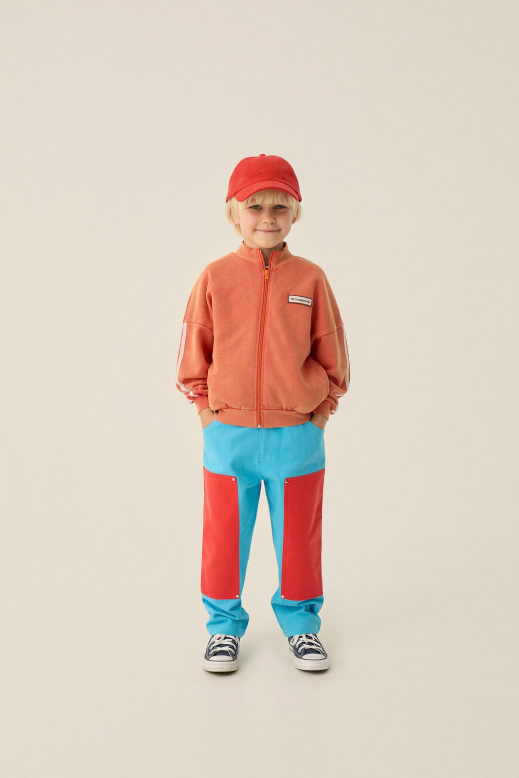 Sudadera con Cremallera Roja Lavada