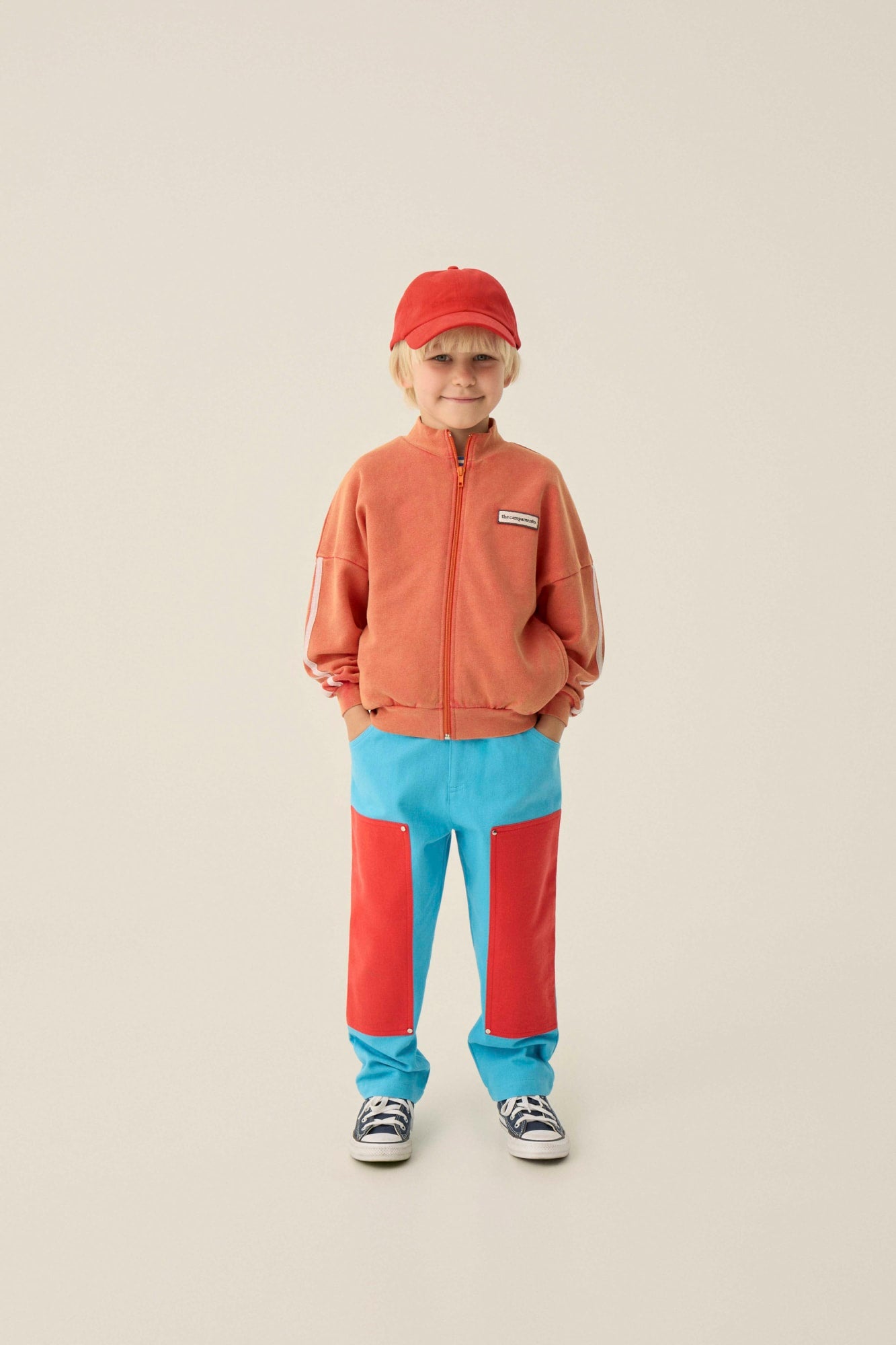 Sudadera con Cremallera Roja Lavada