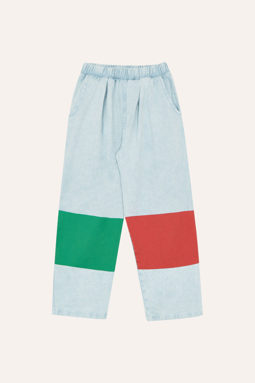Pantalón Denim Rodilleras Bicolor