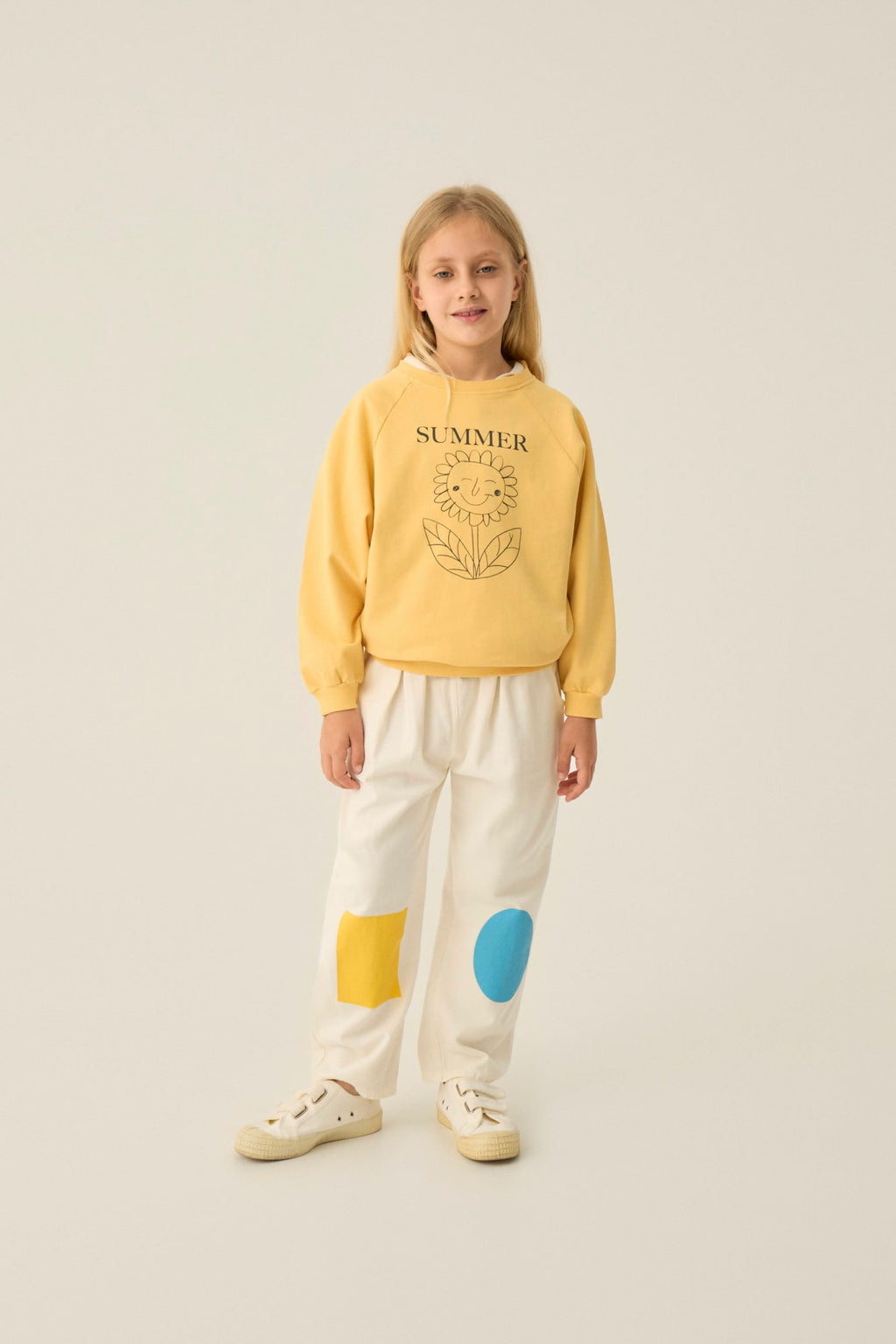 Bicolor Patches Ecru Trousers