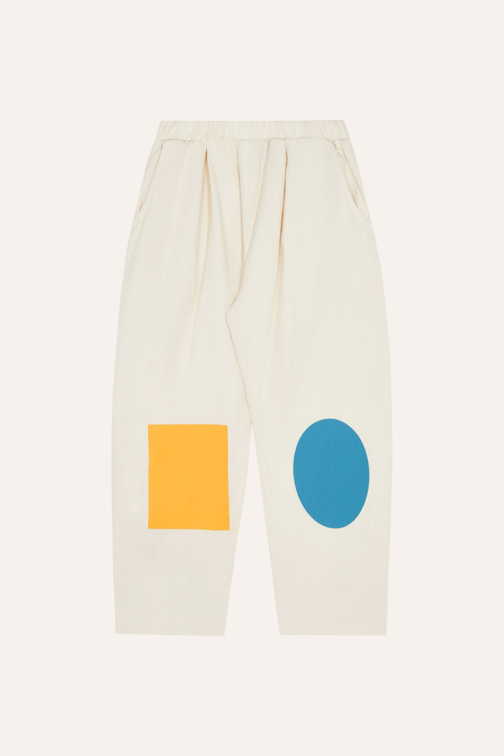 Bicolor Patches Ecru Trousers