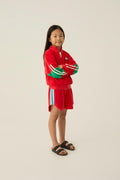 Red Color Block Shorts