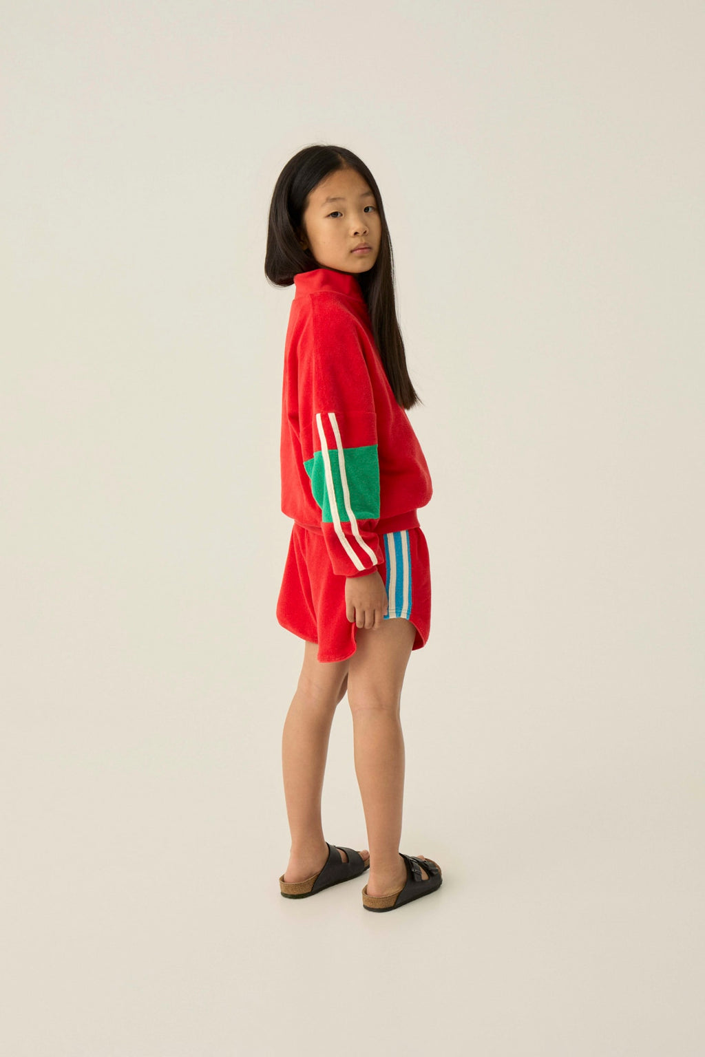 Red Color Block Shorts