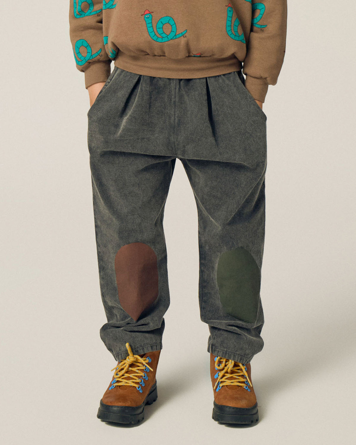 Bicolor Patches Denim Trousers