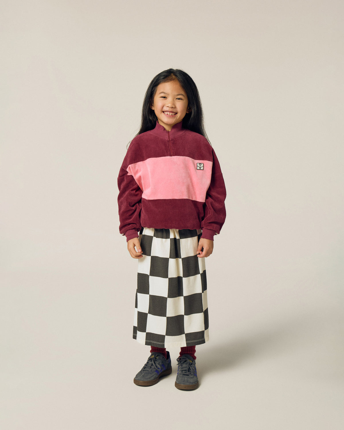 Sudadera Color Block Burdeos