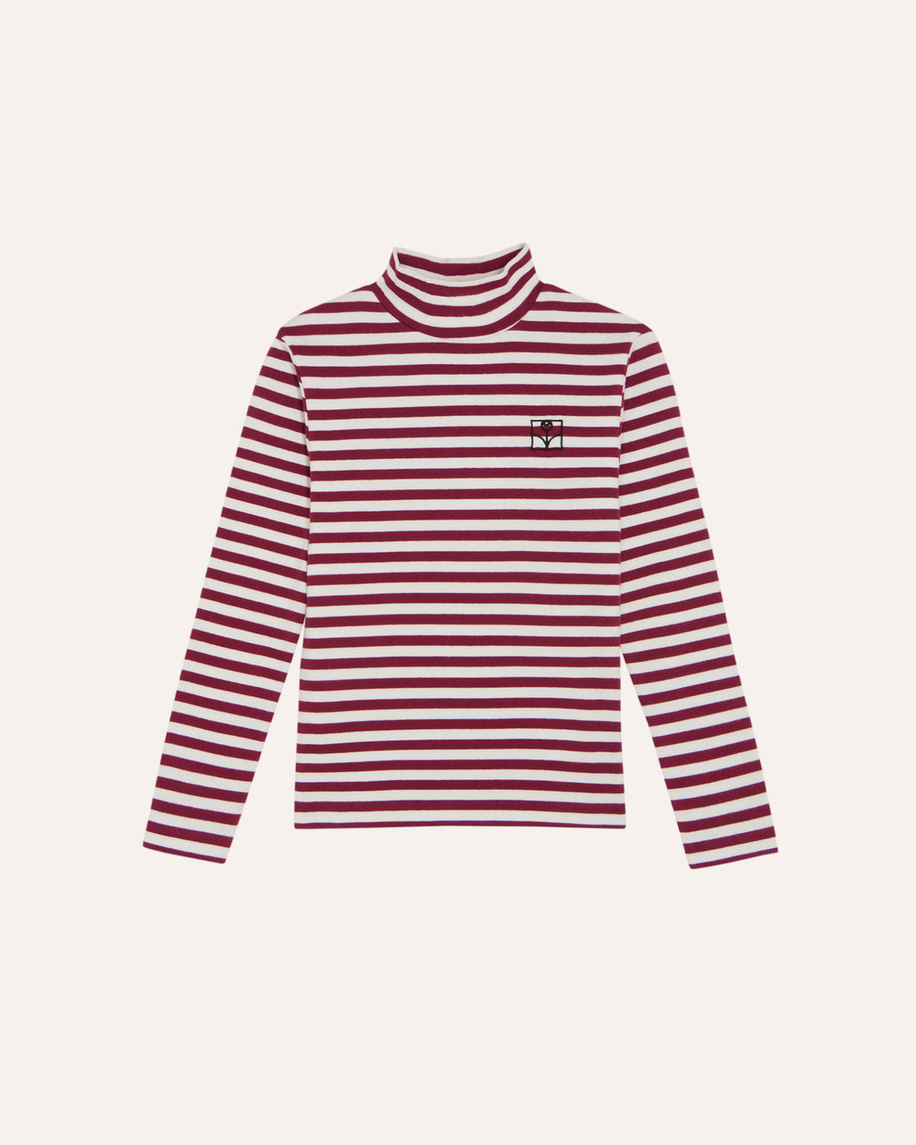 Camiseta Cuello Alto Rayas Burdeos