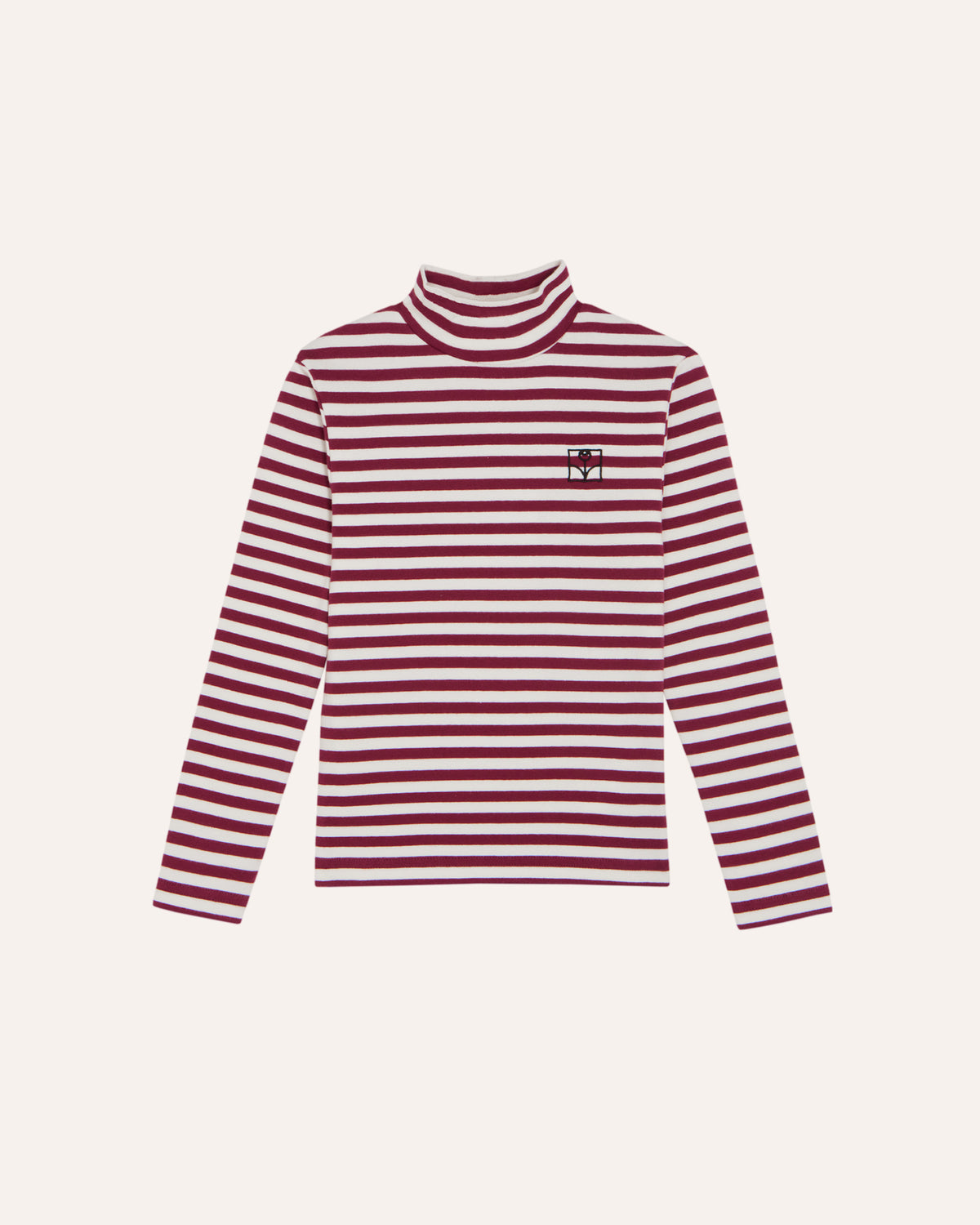 Camiseta Cuello Alto Rayas Burdeos