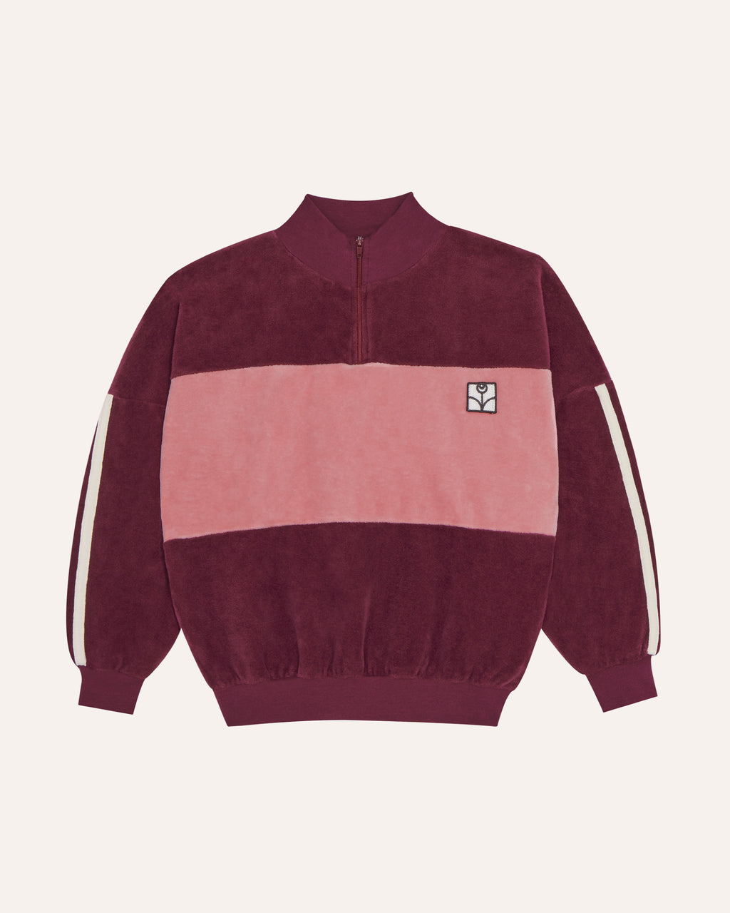 Sudadera Color Block Burdeos