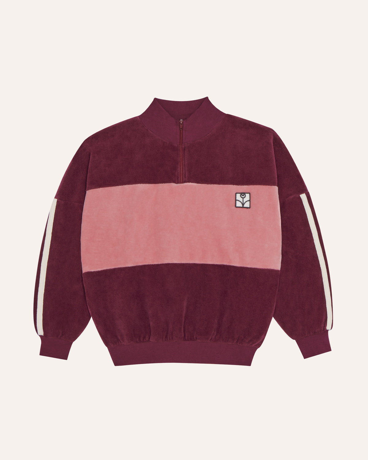 Sudadera Color Block Burdeos